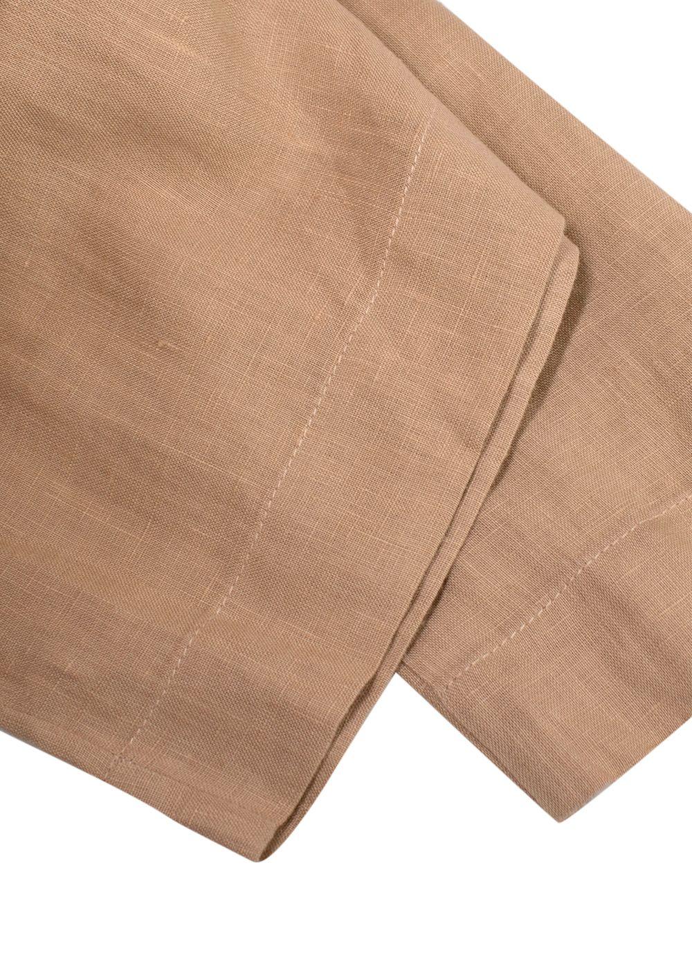 Momoni Beige Linen Wide Leg Trousers
