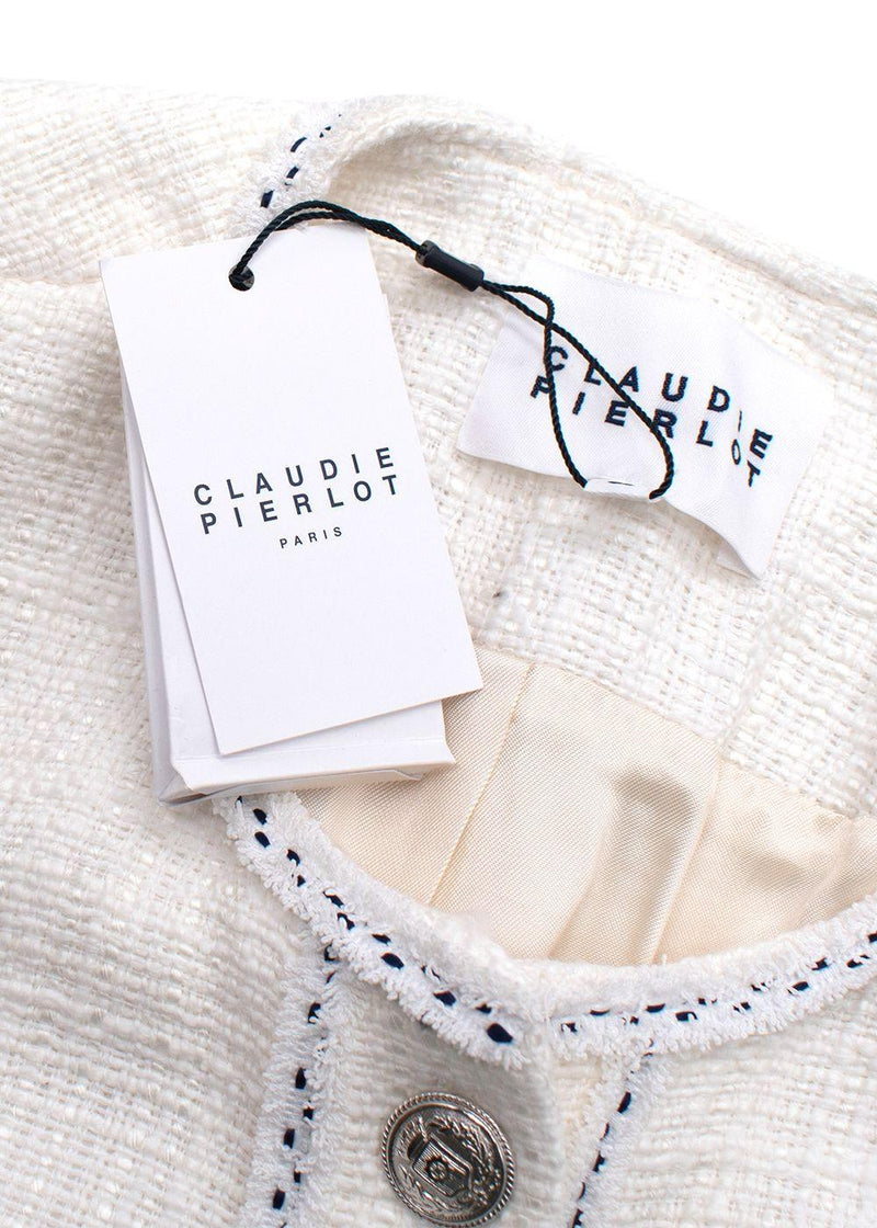 Claudie Pierlot Off White Tweed Longline Jacket