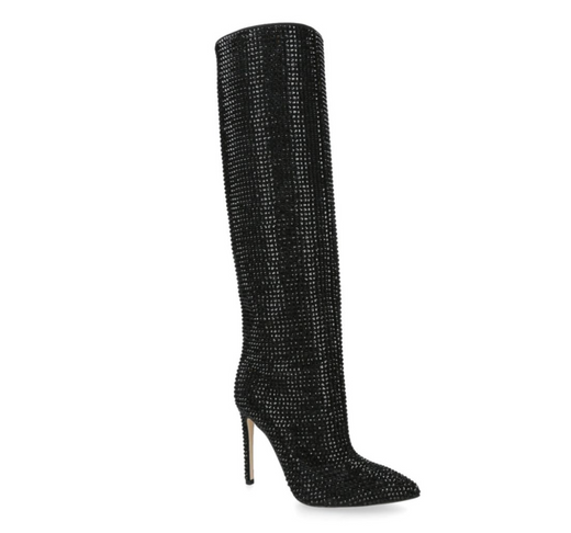 Holly crystal-embellished suede knee boots