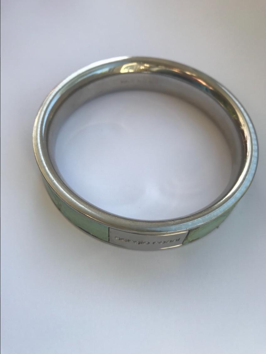 Sergio Rossi Steel & Exotic Leather Bangle