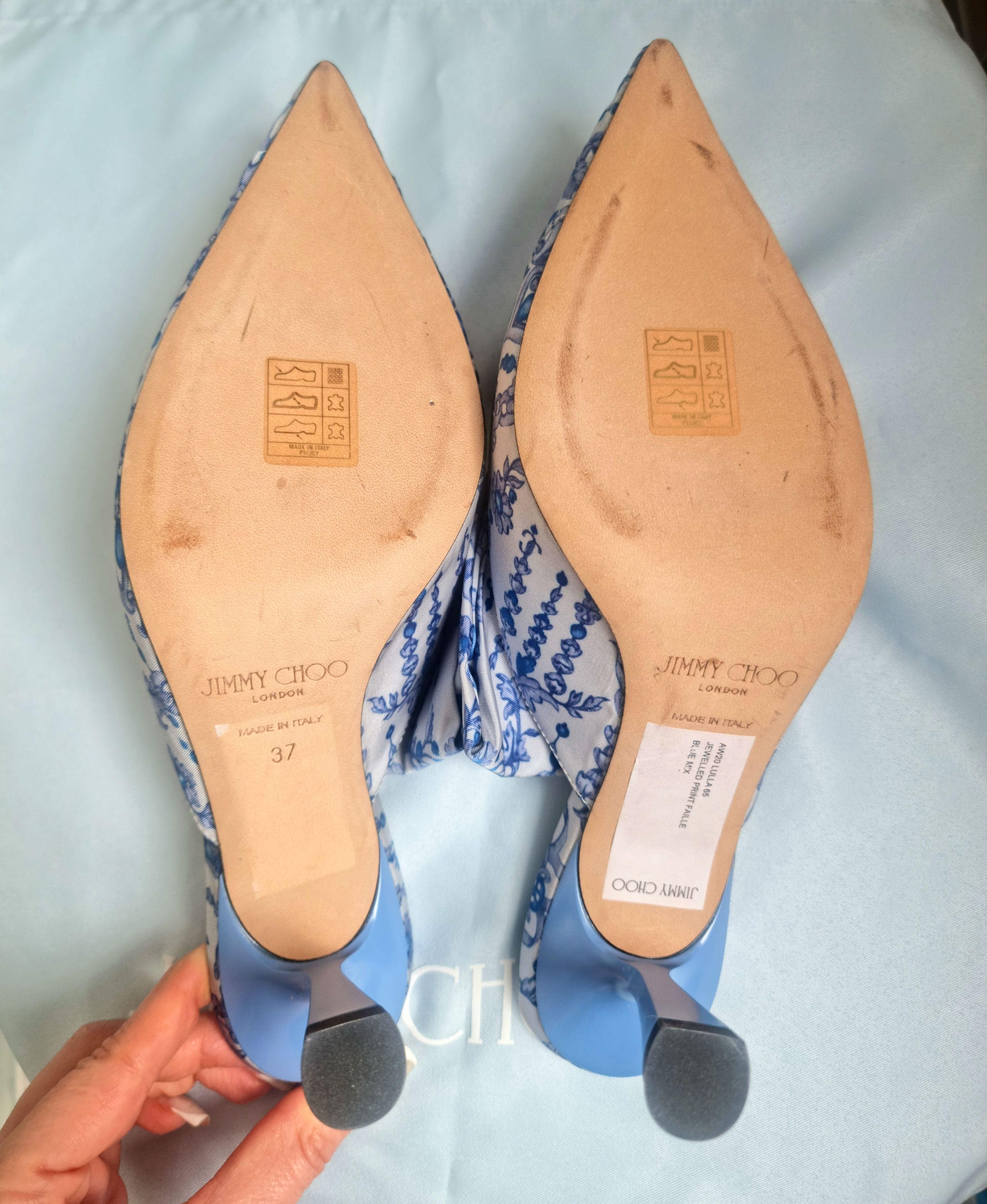 Jimmy Choo Blue And White Mules