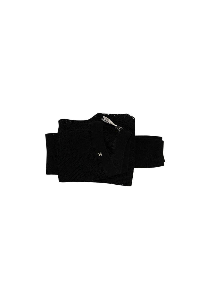Black open knit leggings
