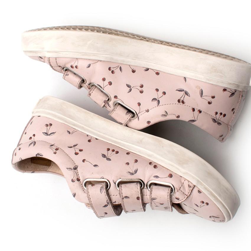 Bonpoint Leather Baby Pink Cherry Motif Low-Top Sneakers
