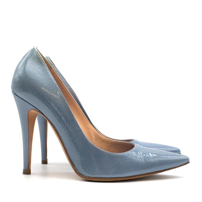 Sergio Rossi Blue Patent Leather Pointed Godiva Pumps