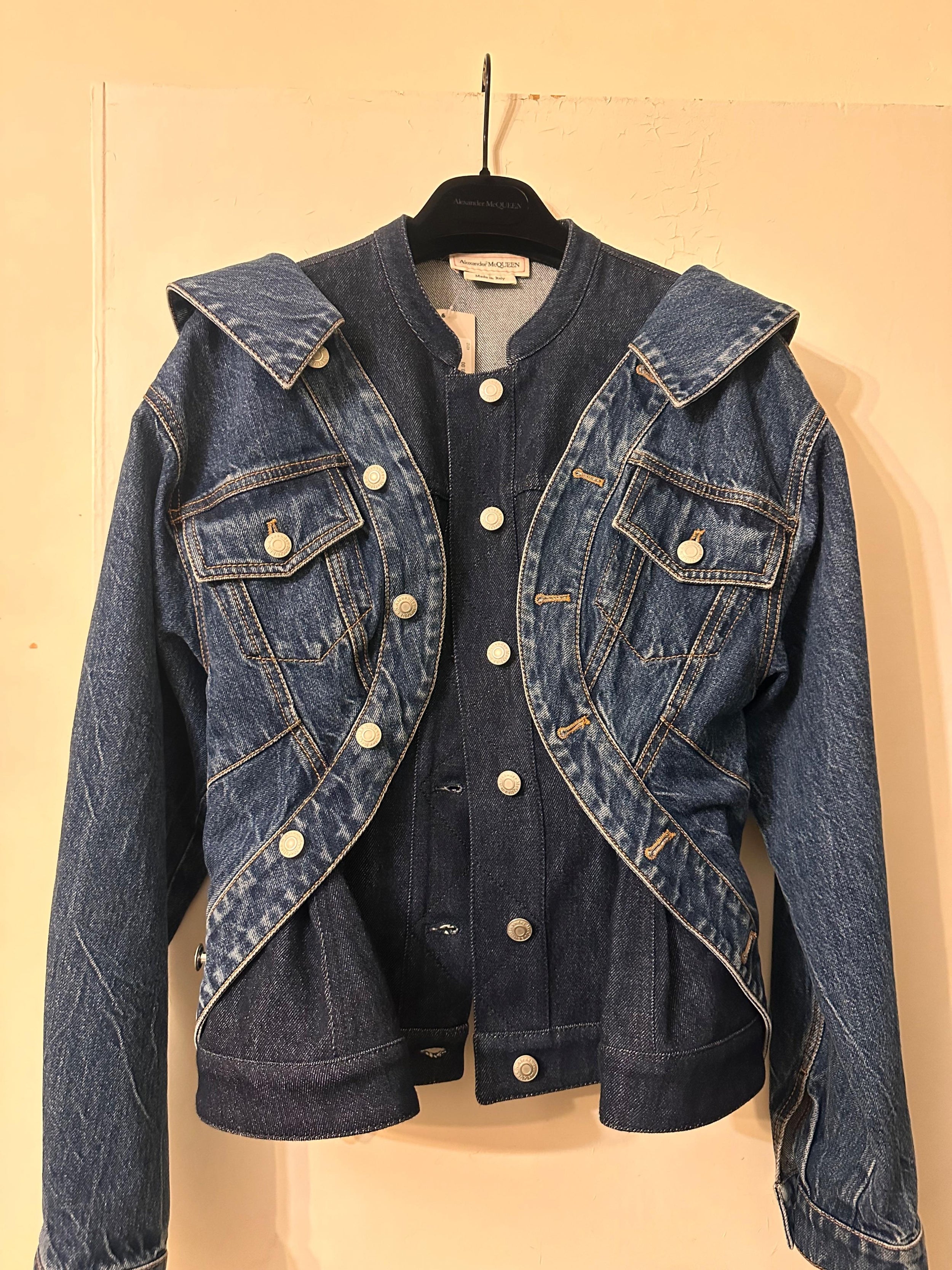 Alexander McQueen Denim Peplum Jacket