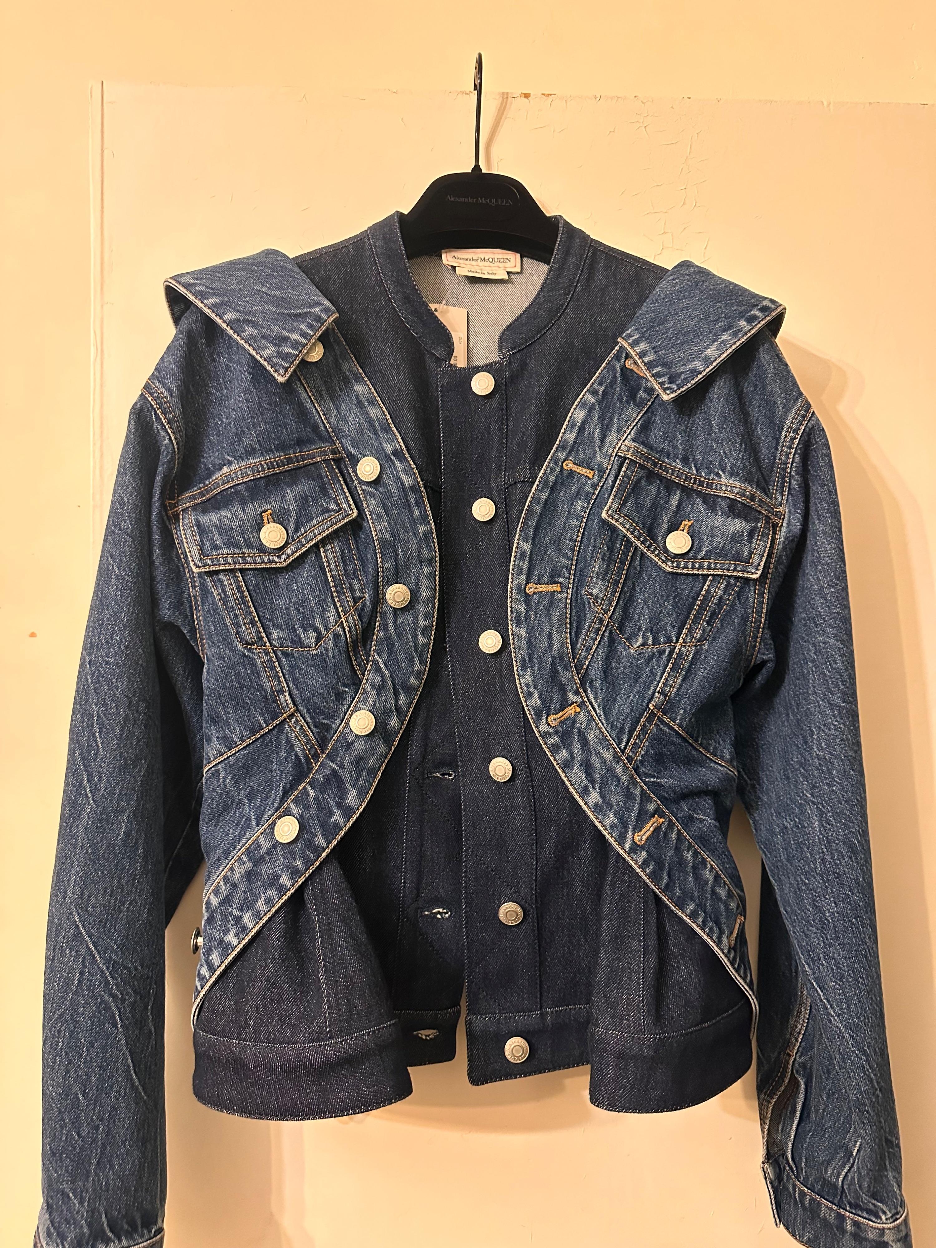 Alexander McQueen Denim Peplum Jacket