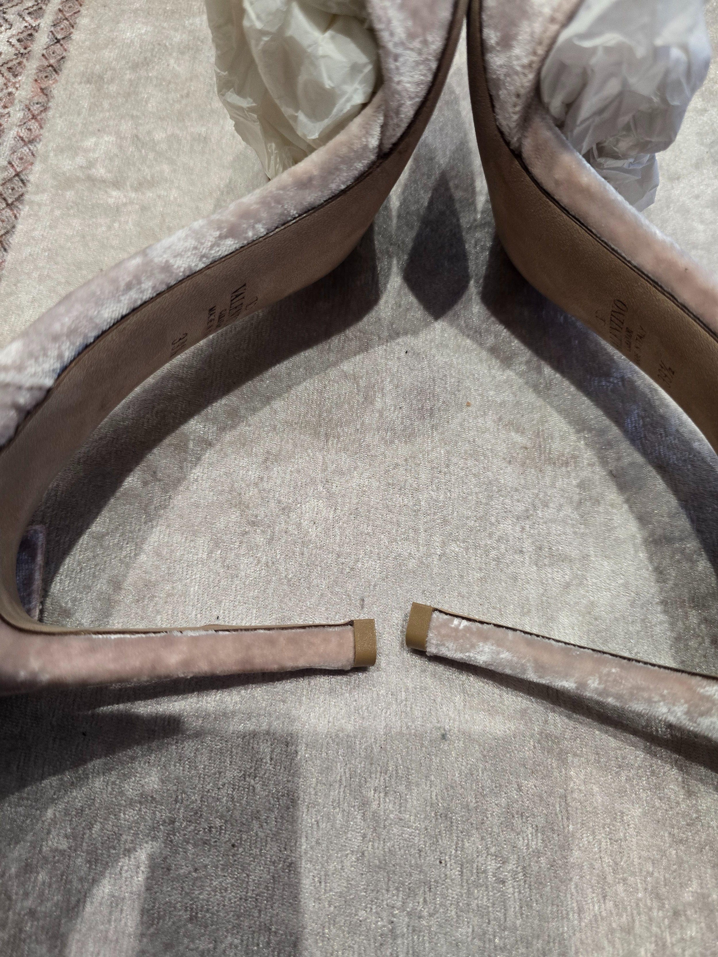 Valentino Blush Velvet Heeled Sandals