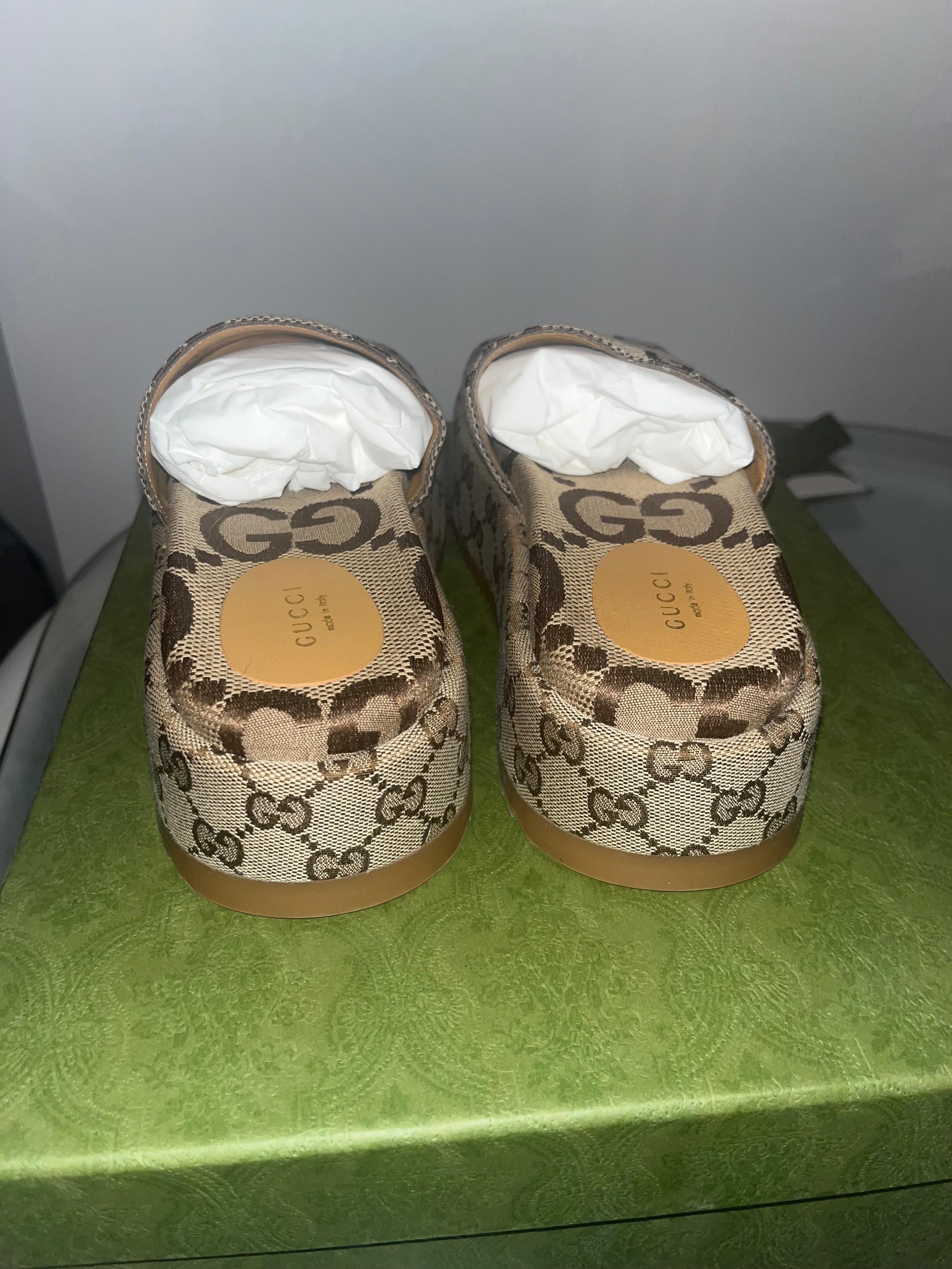 GG Canvas Platform Wedge Sandals