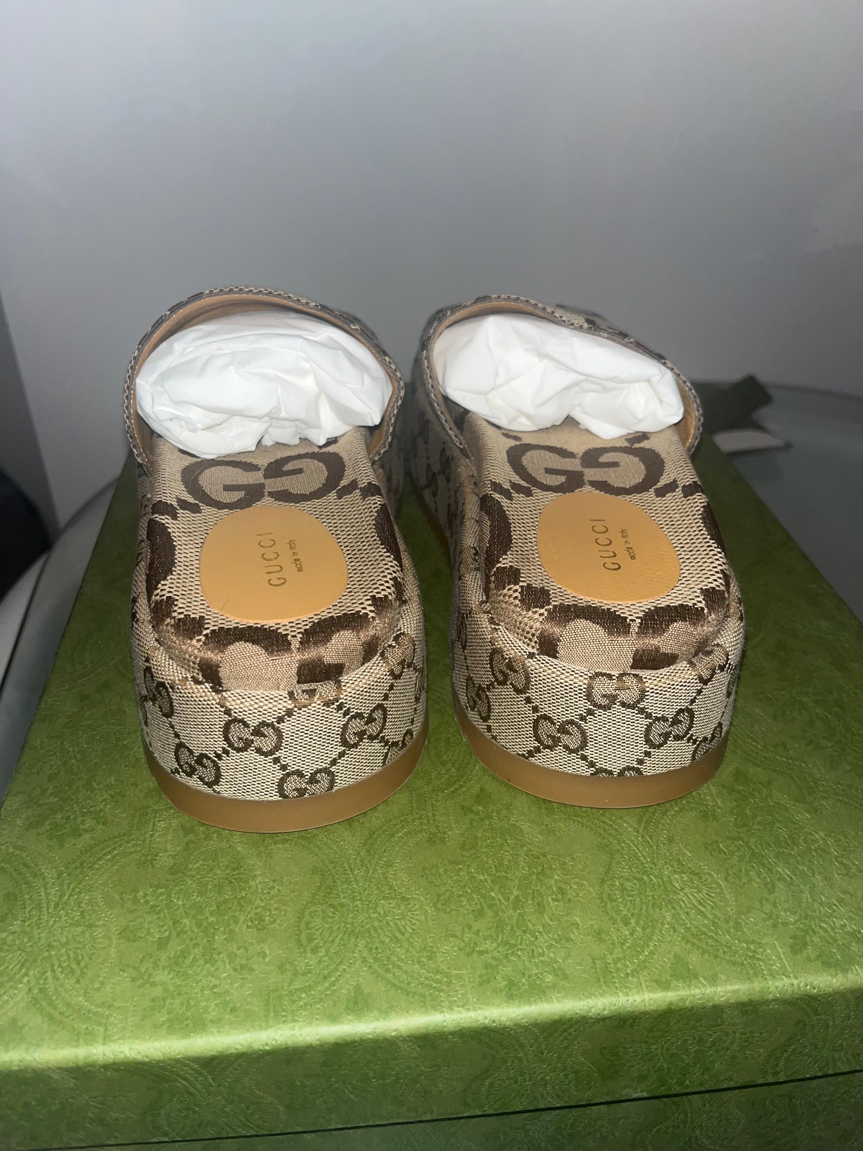 GG Canvas Platform Wedge Sandals