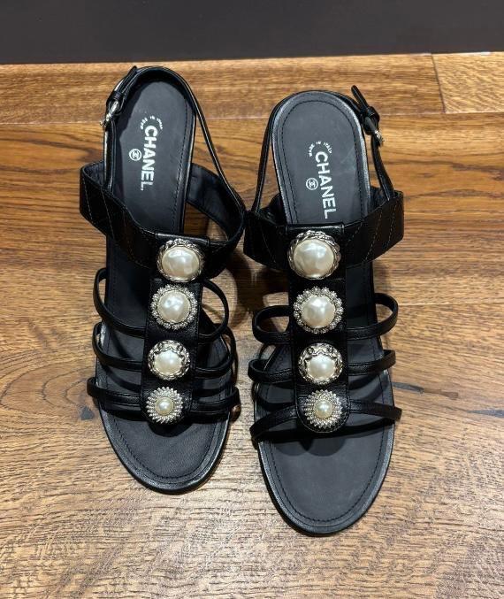 Chanel Faux Pearl Embellished Sandals