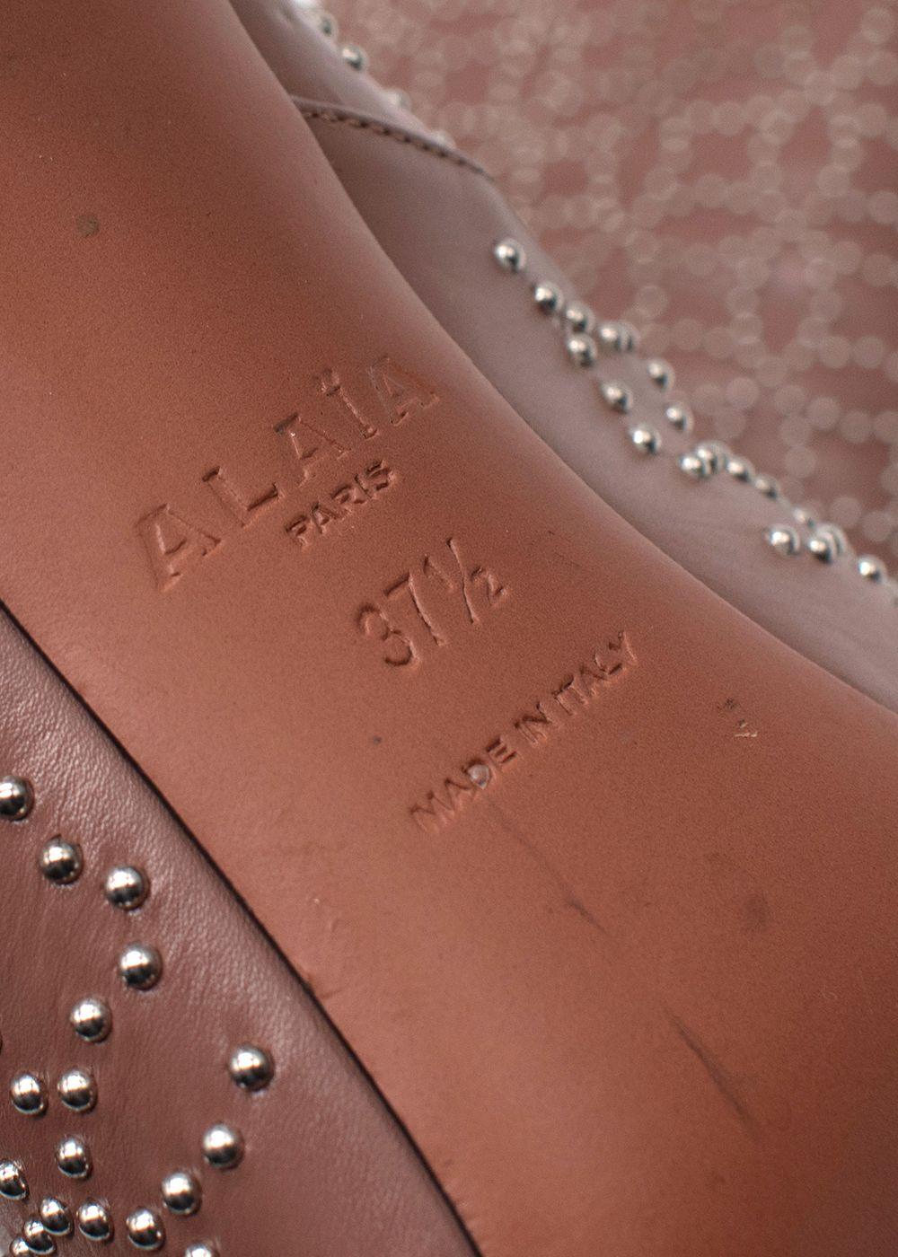 Alaia Nude Studded Stiletto Ankle Boots