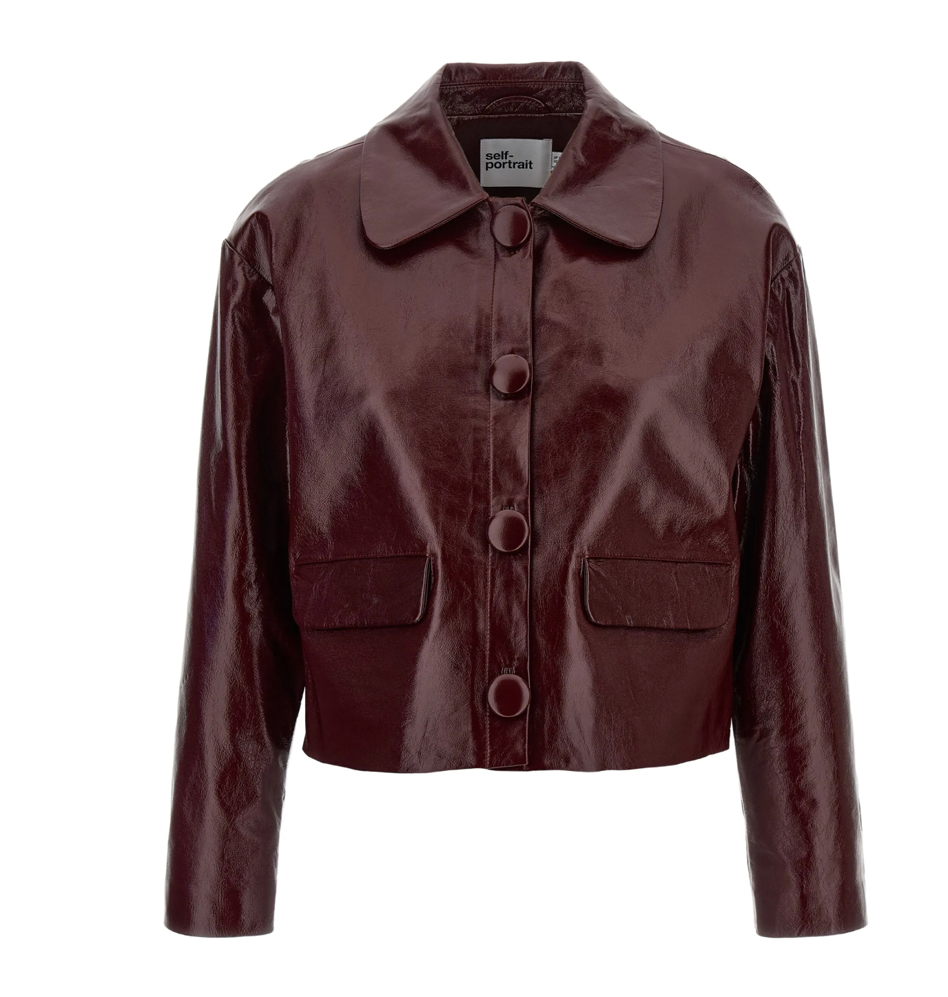 Self-Portrait Cropped Leather Jacket