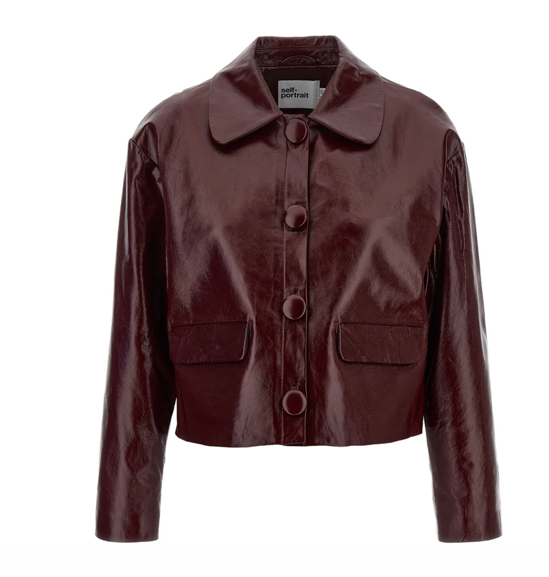 Self-Portrait Cropped Leather Jacket