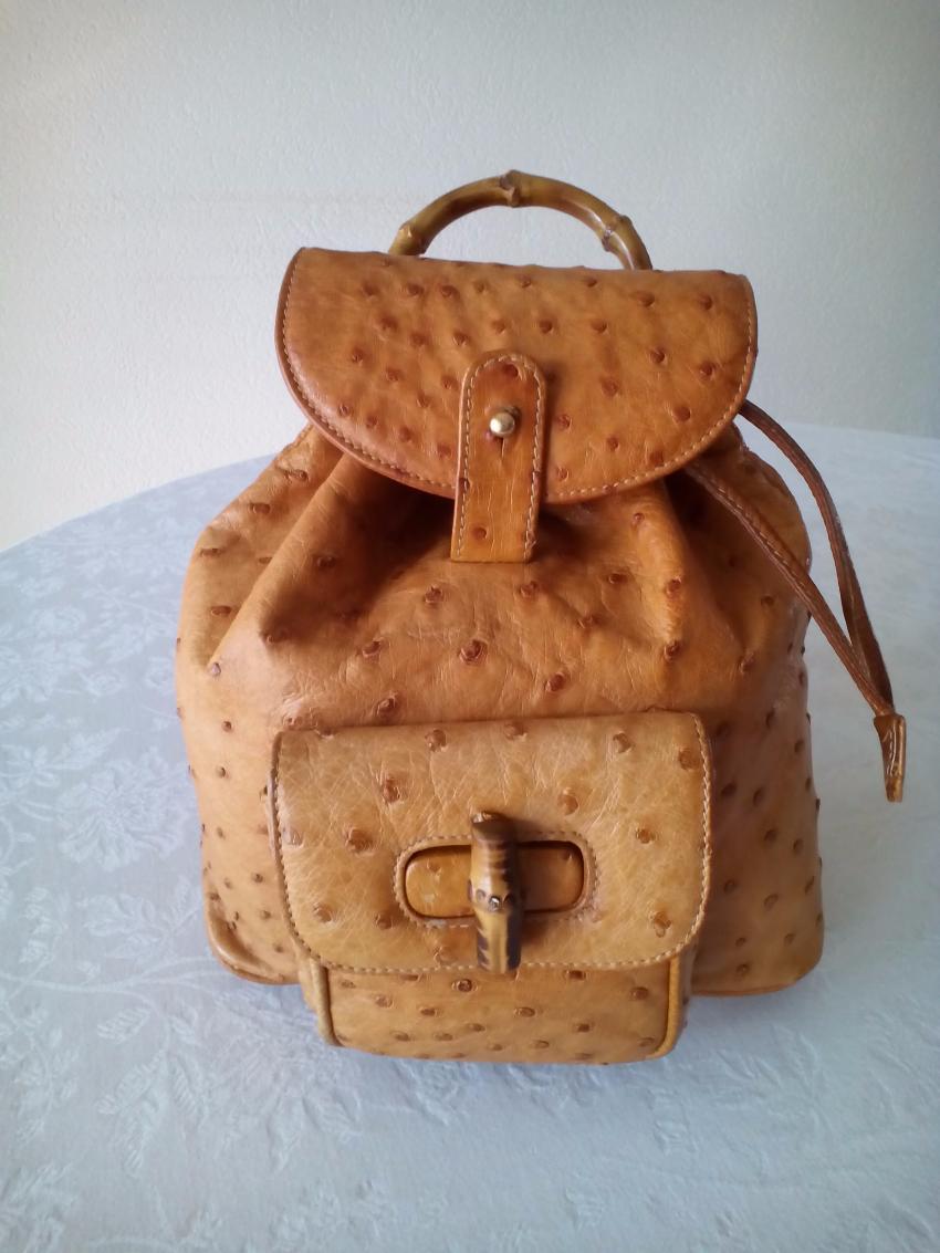 GUCCI  Bamboo mini ostrich backpack
