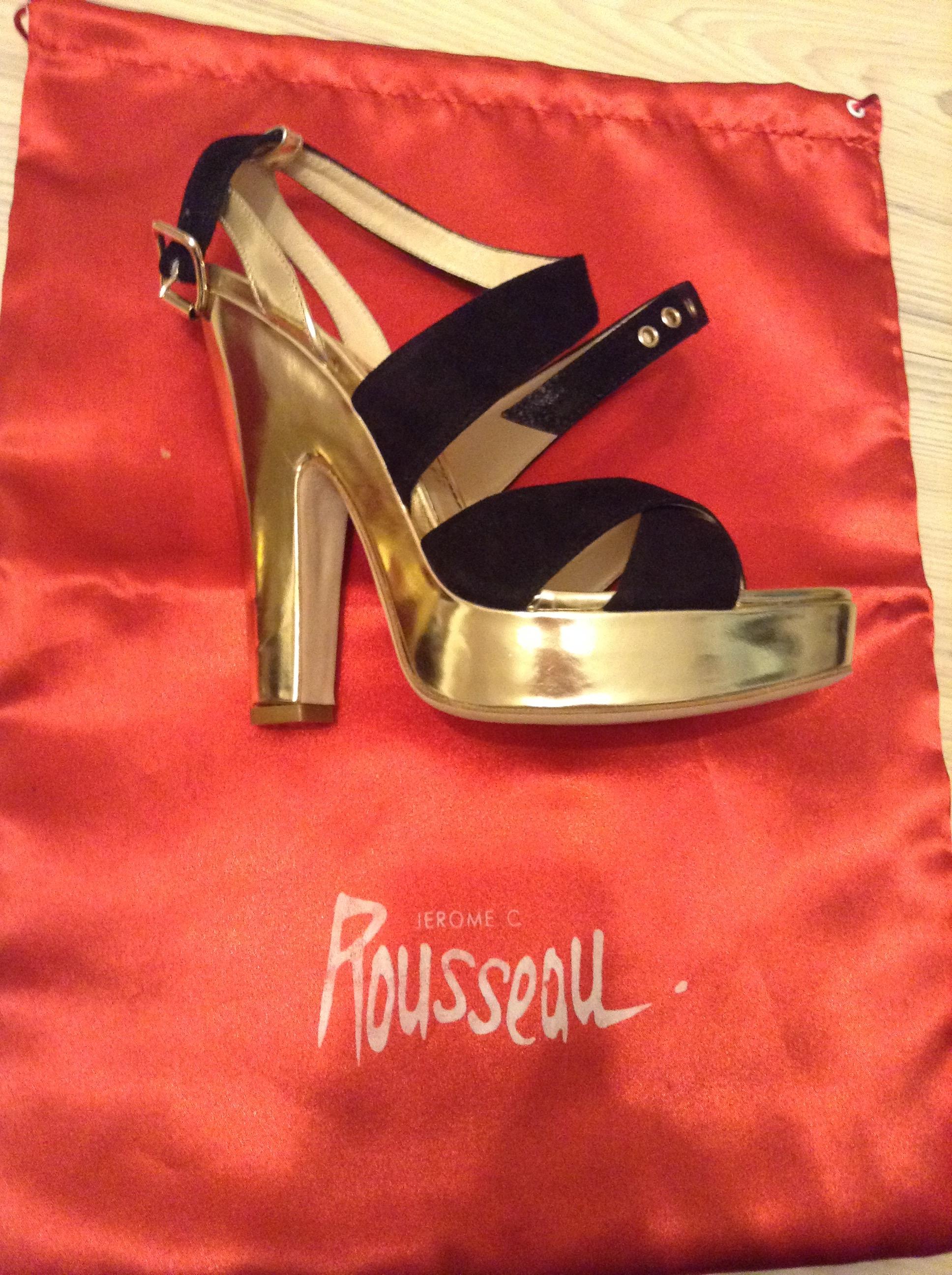 Jerome C. Rousseau Black Suede Sandals
