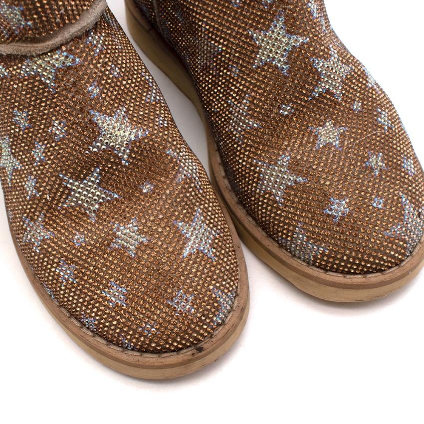 Missouri Kids Crystal Gold Stars Pattern Shearling-lined Boots