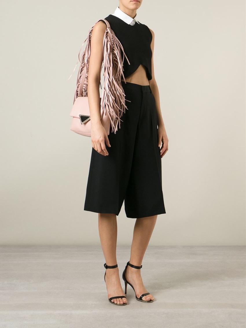 Sara Battaglia Fringe Pink Powder Blush Bag