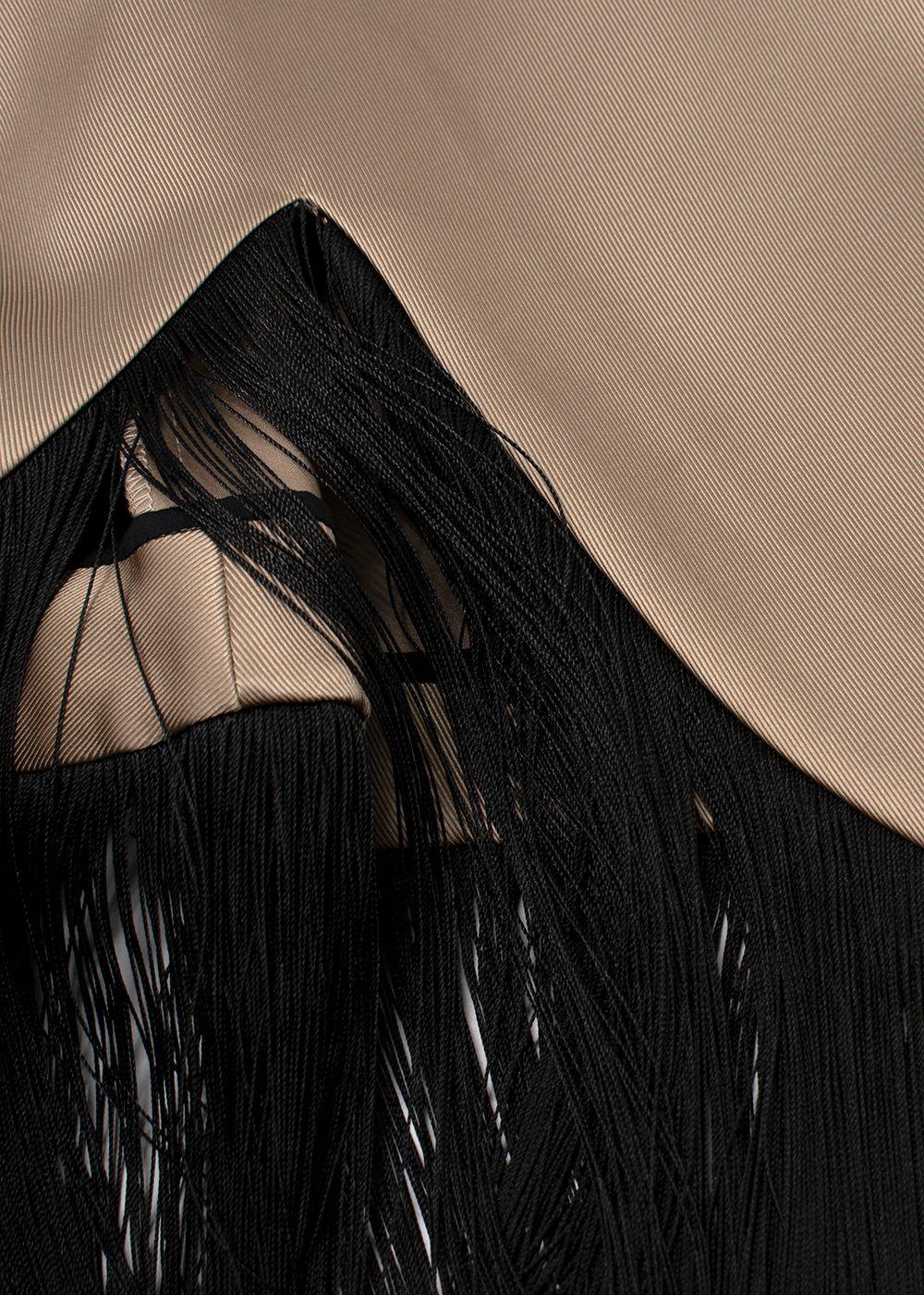 Bespoke Beige Dress with Fringed Hem