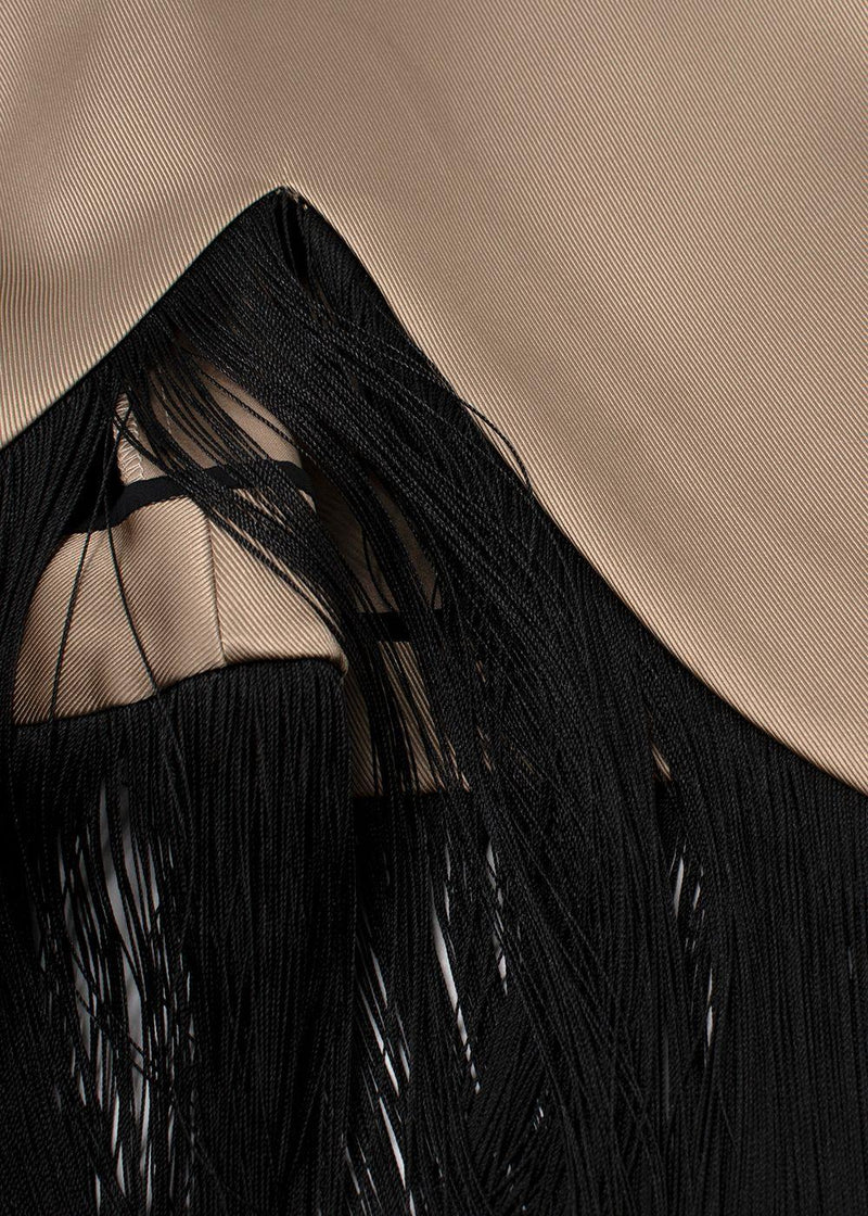 Bespoke Beige Dress with Fringed Hem