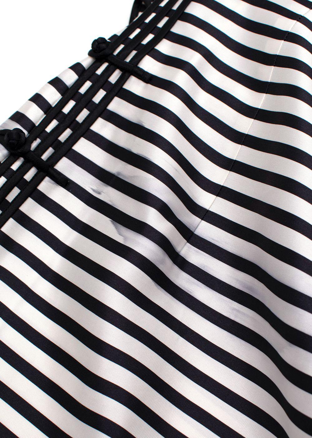 Dolce & Gabbana  Black and White Mandarin Collar Striped Silk Dress