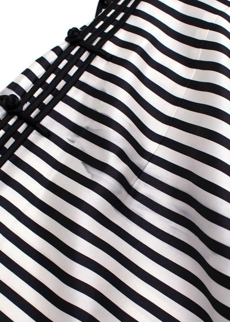 Dolce & Gabbana  Black and White Mandarin Collar Striped Silk Dress