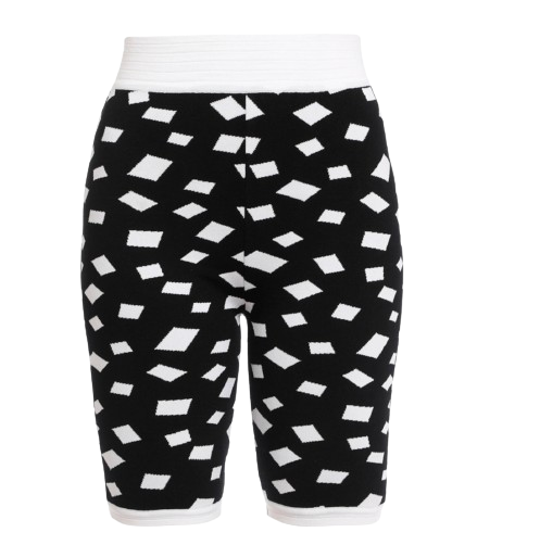 Balmain Black and White Jacquard Cycling Shorts
