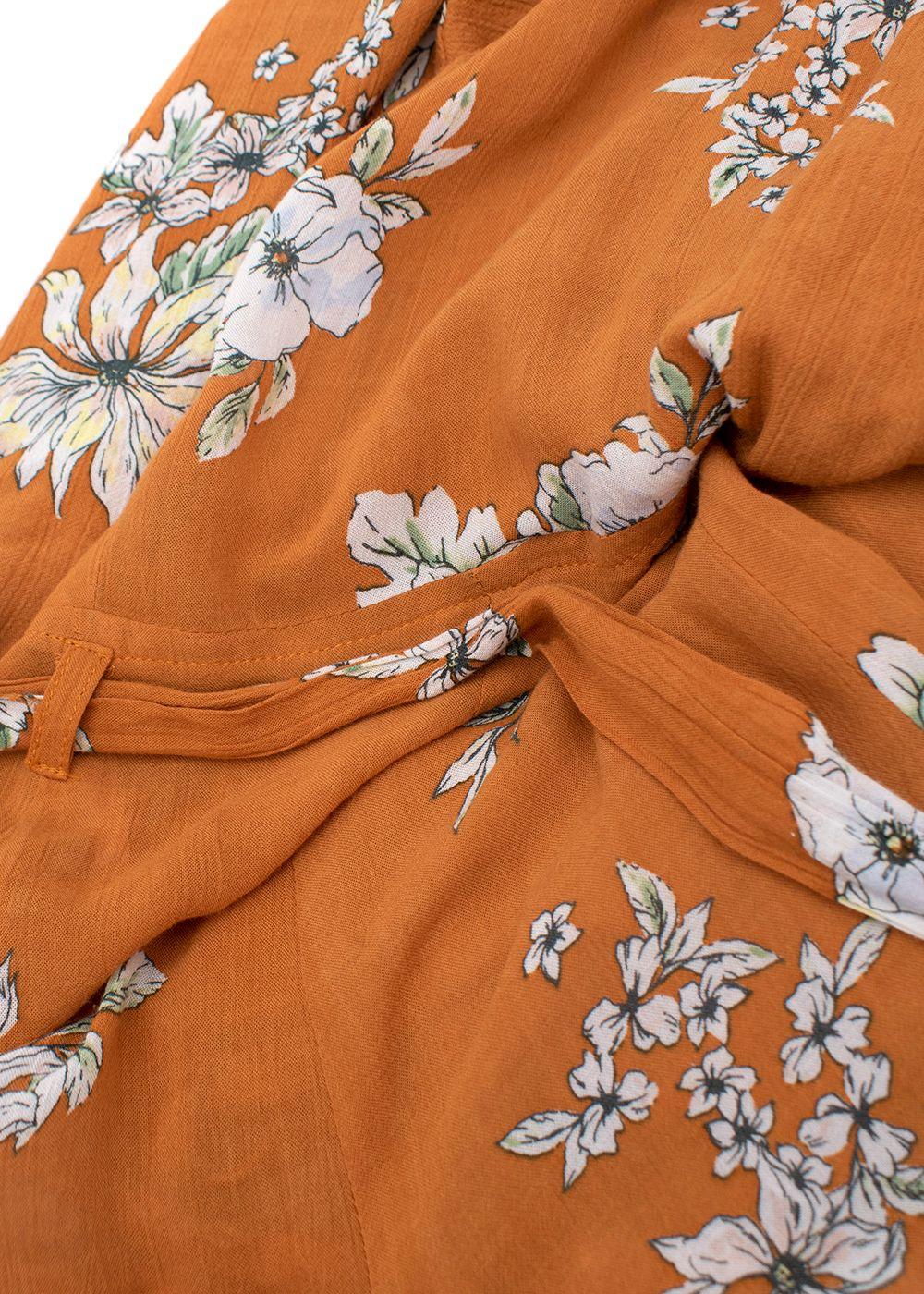 orange floral wrap dress