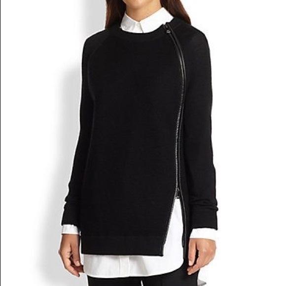 Vince Leather Trim Knit Jumper