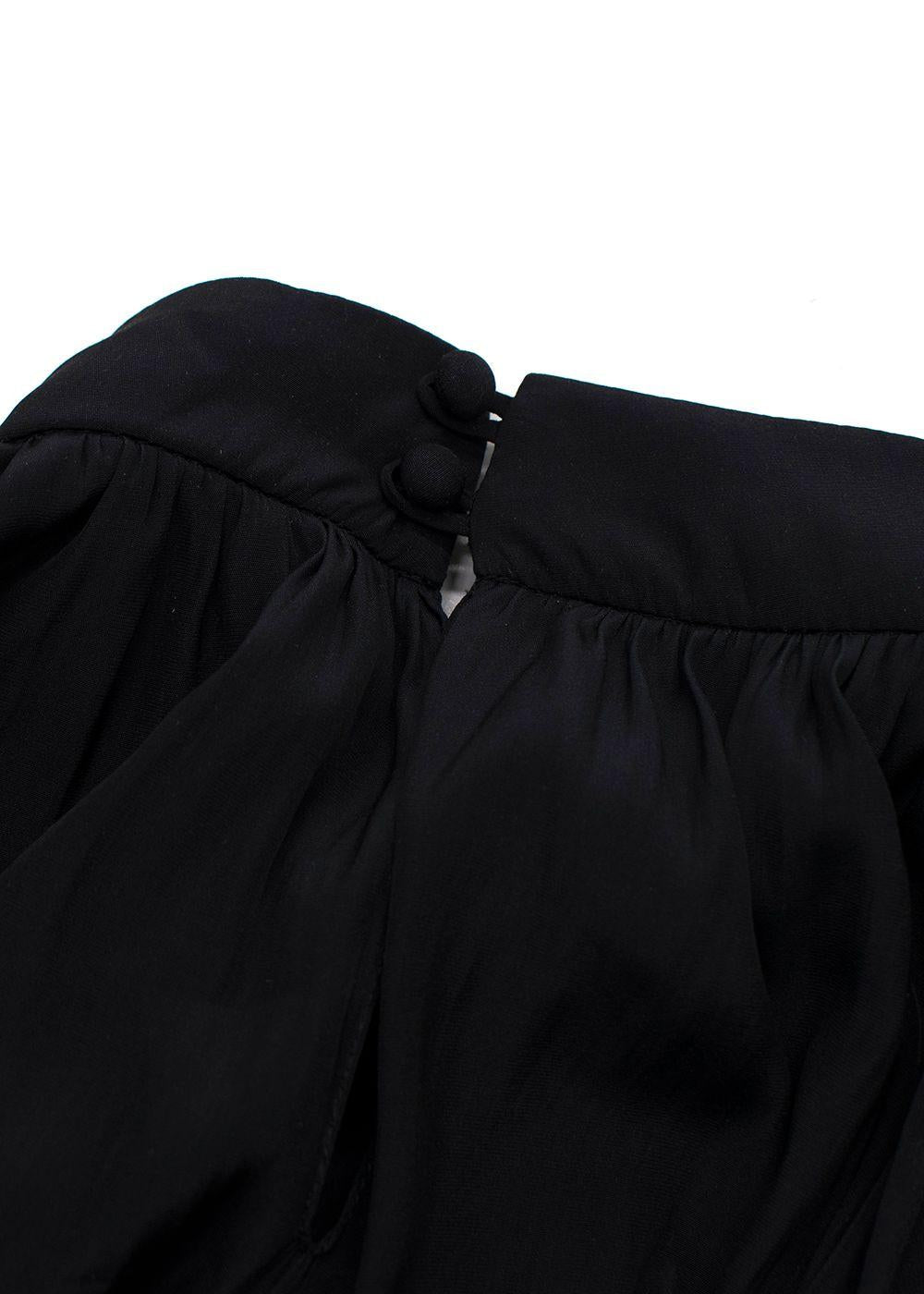 Lanvin Black Pleated Shell Peplum Blouse