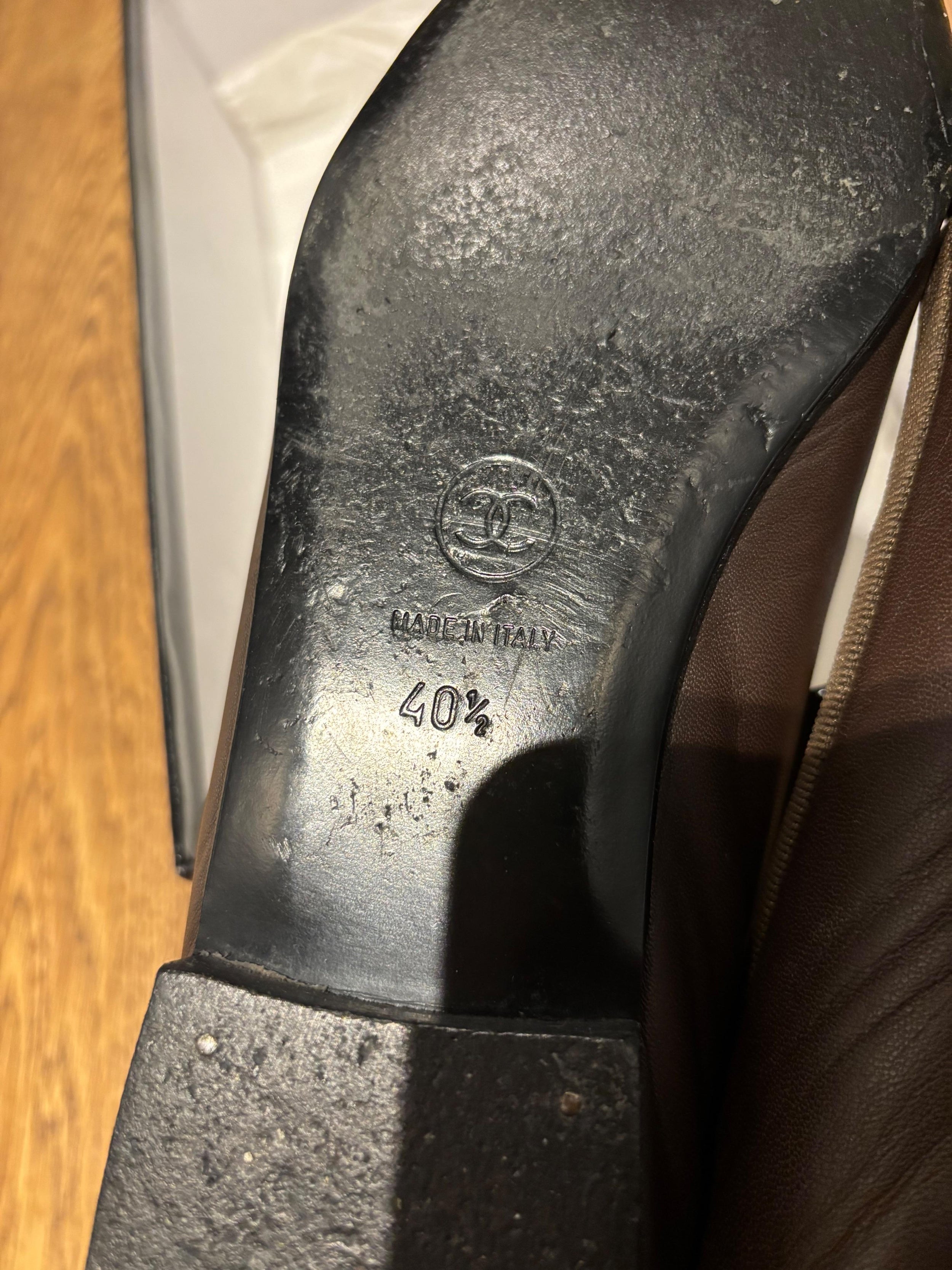 Chanel Black Leather Ballet Flats