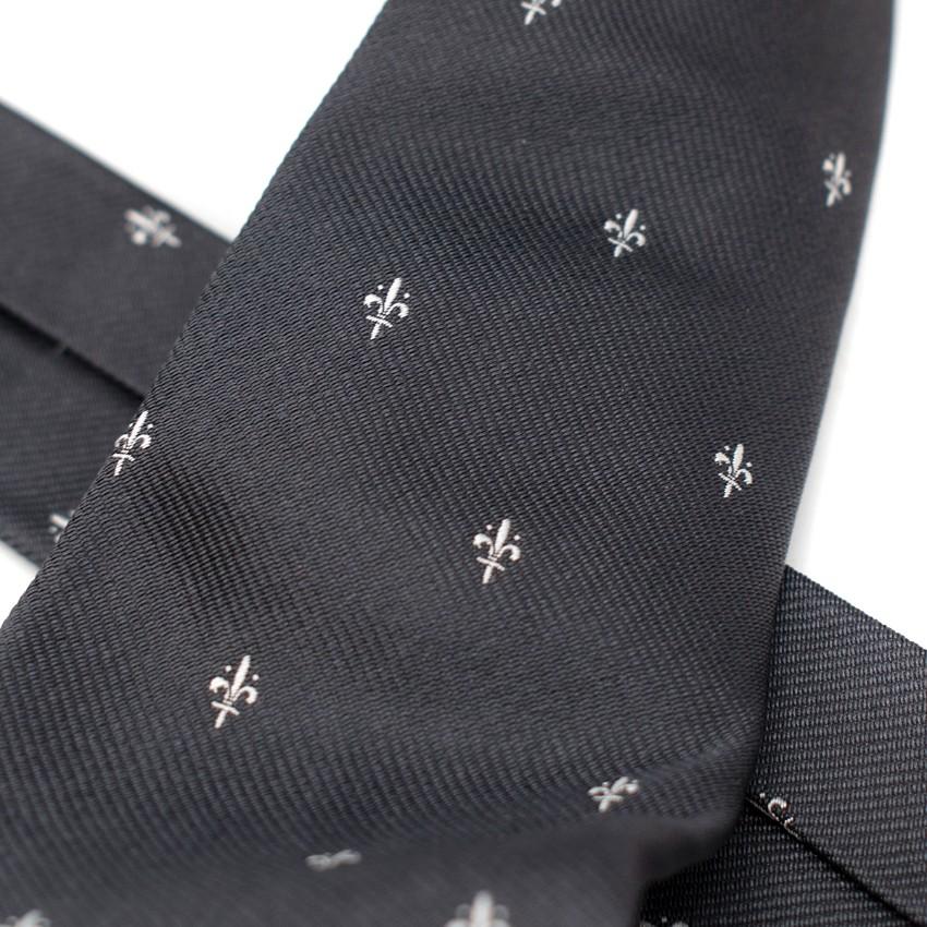 Luciano Firenze Steel Grey Fleur de Lis Silk Twill Tie