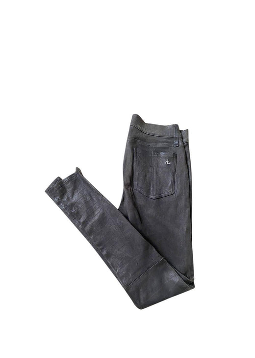 Grey Stretch Leather Trousers