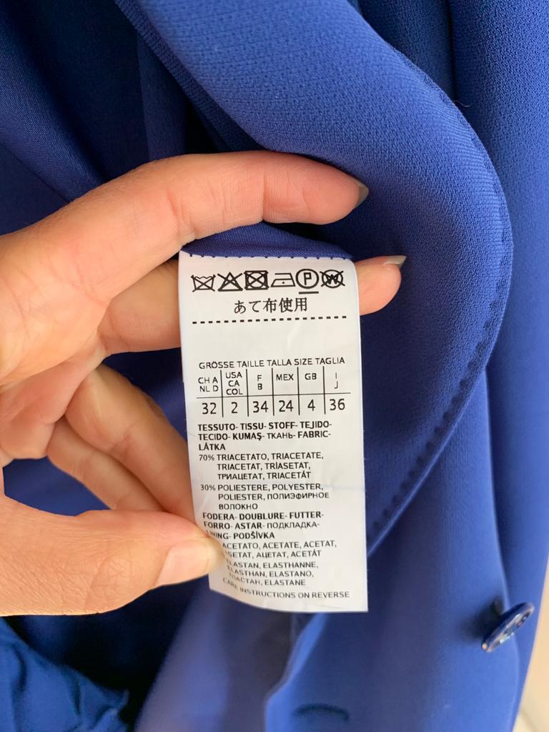 Max Mara Blue Ruffle Lapel Tailored Jacket