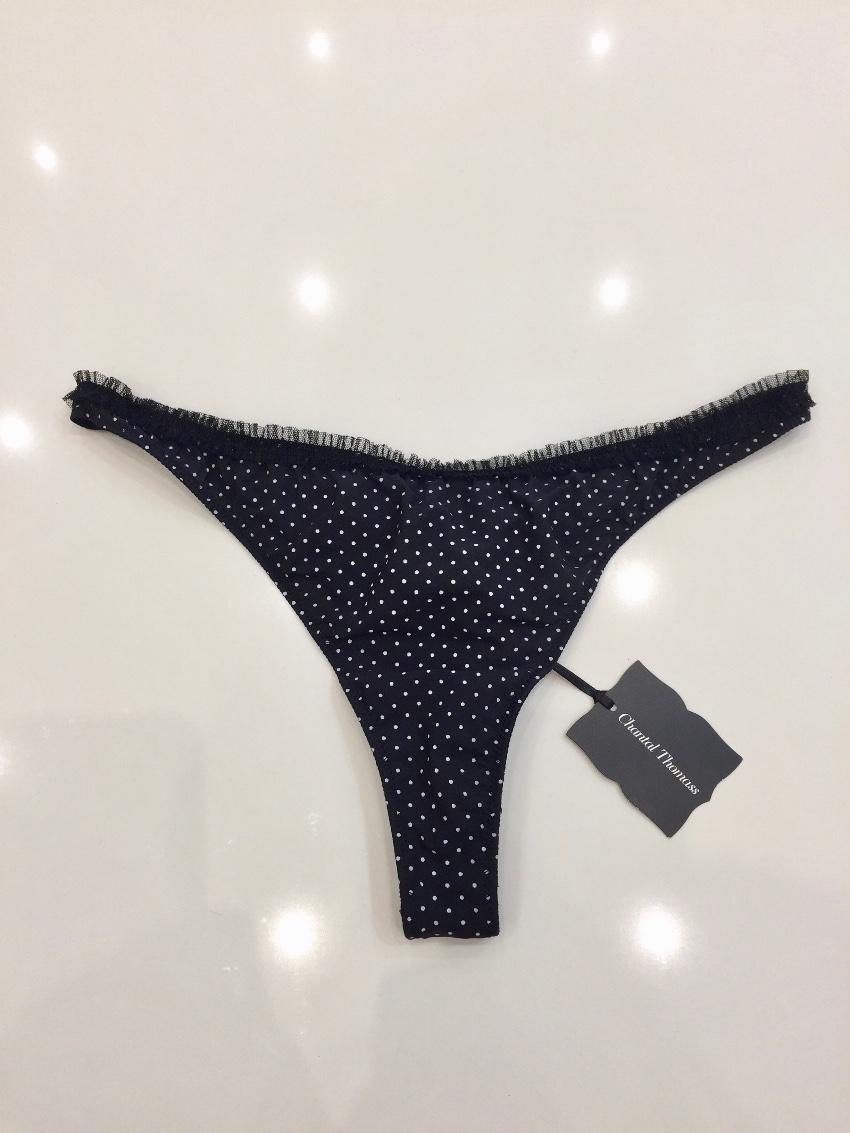 Chantal Thomass Fine Polka Dot Padded Half Cup Bra & Thong Set