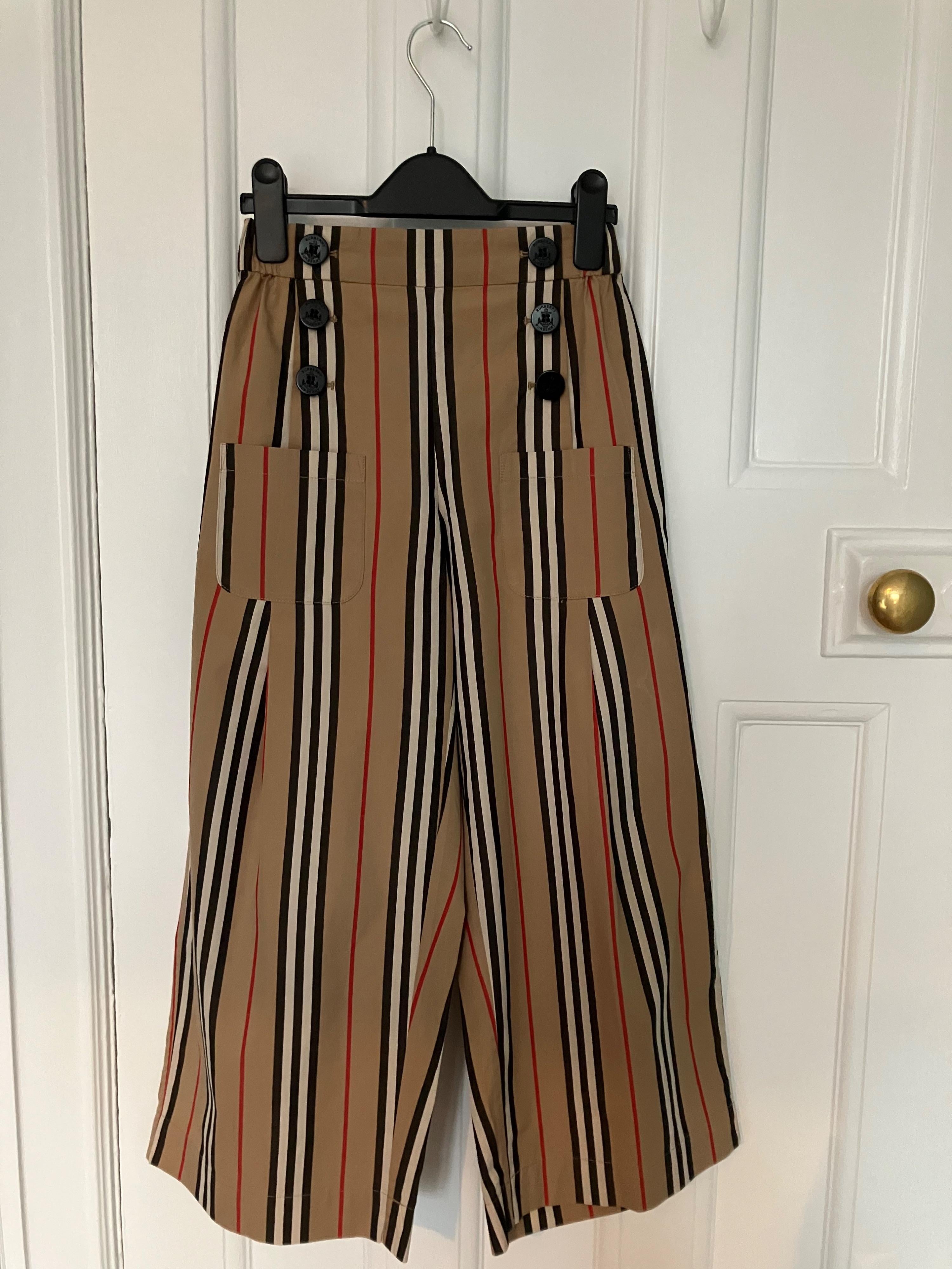Burberry Kids Striped High Waisted Trousers