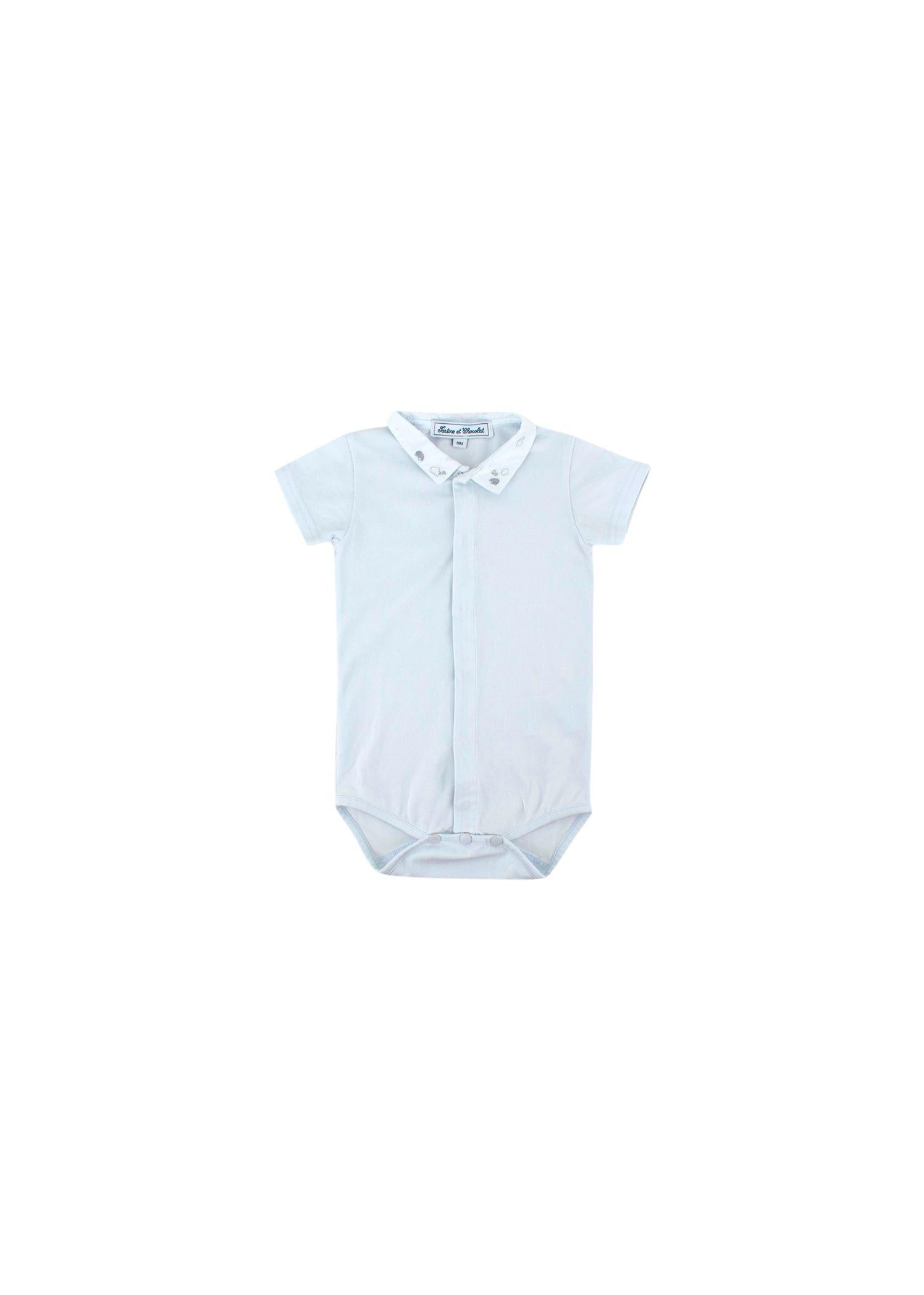 Tartine et Chocolat 18m Pale Blue Embroidered Baby Grow