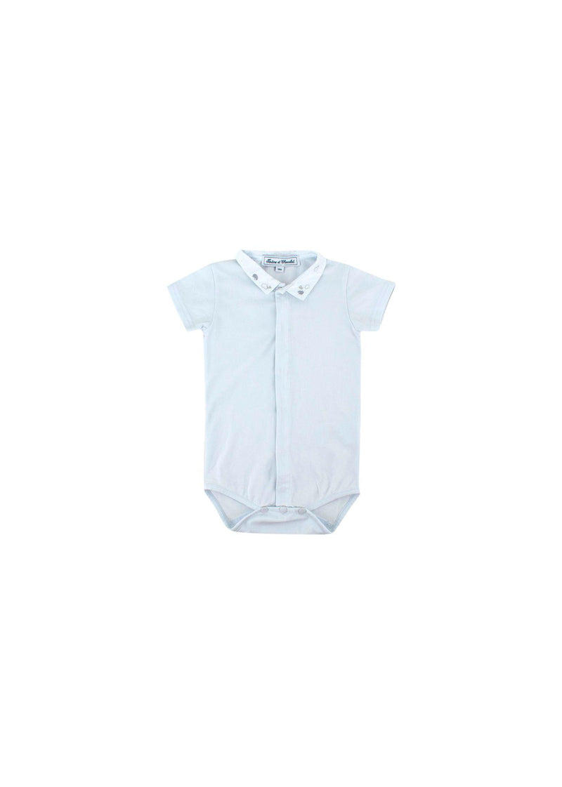 Tartine et Chocolat 18m Pale Blue Embroidered Baby Grow