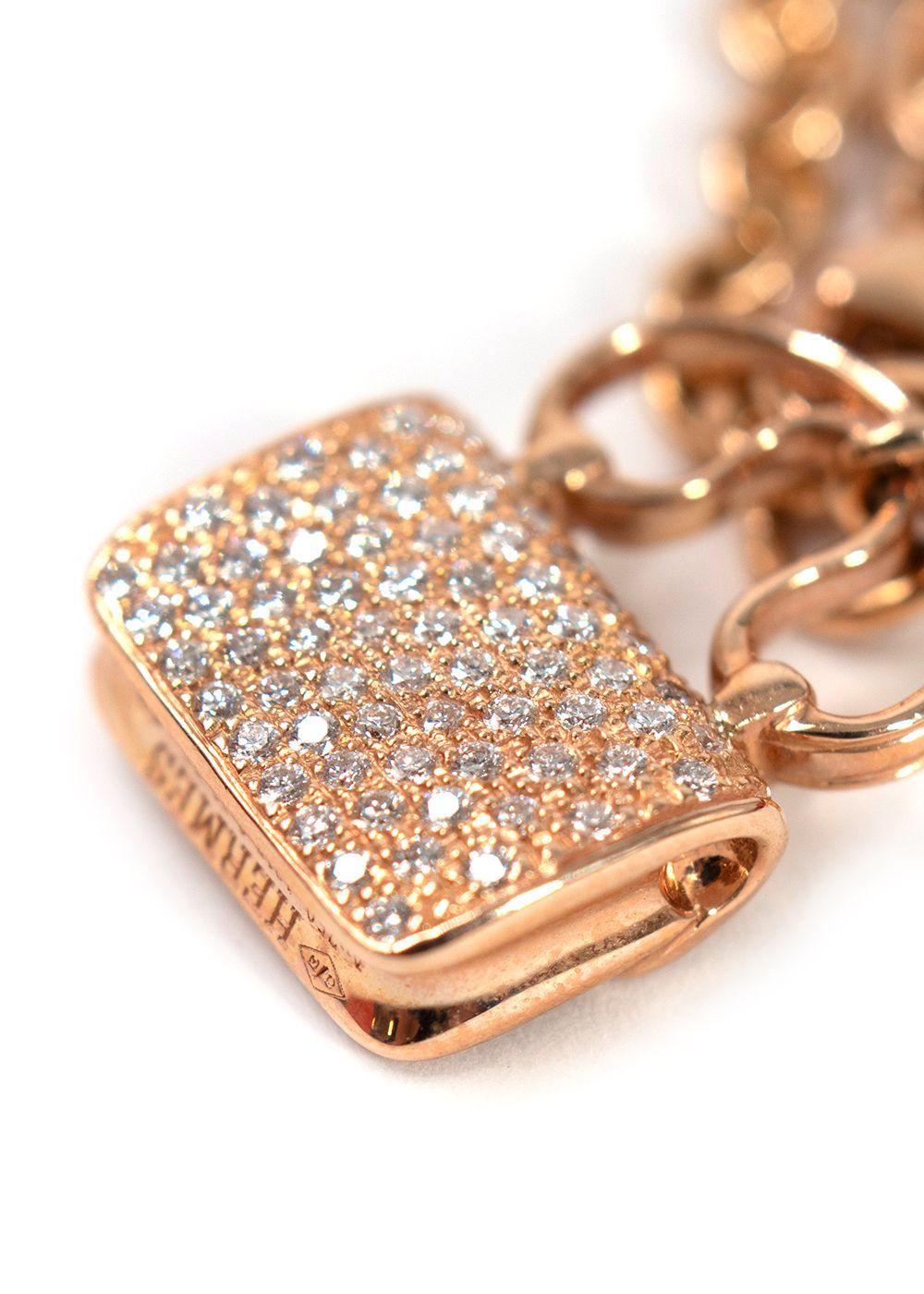 Hermes 18K Rose Gold Diamond Constance Amulettes Bracelet