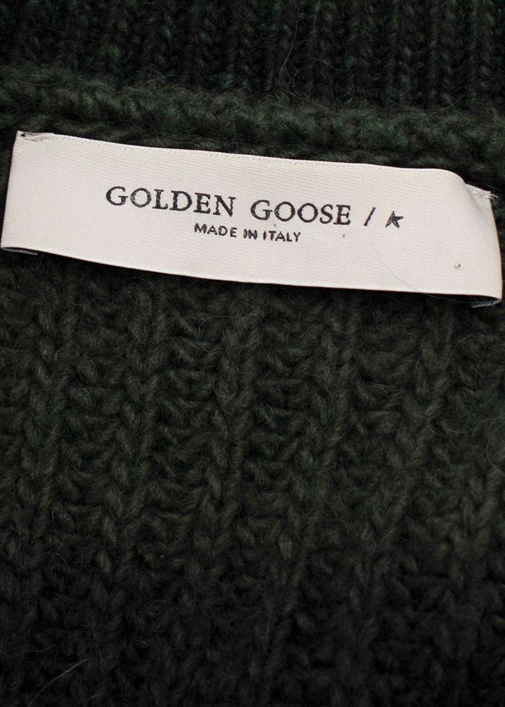 Golden Goose Green Alpaca and Wool Blend Belted Cardigan