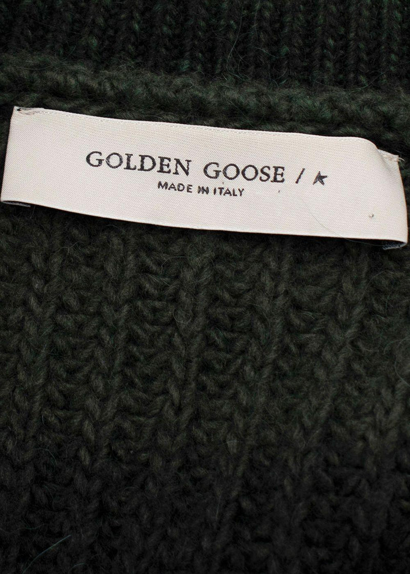 Golden Goose Green Alpaca and Wool Blend Belted Cardigan