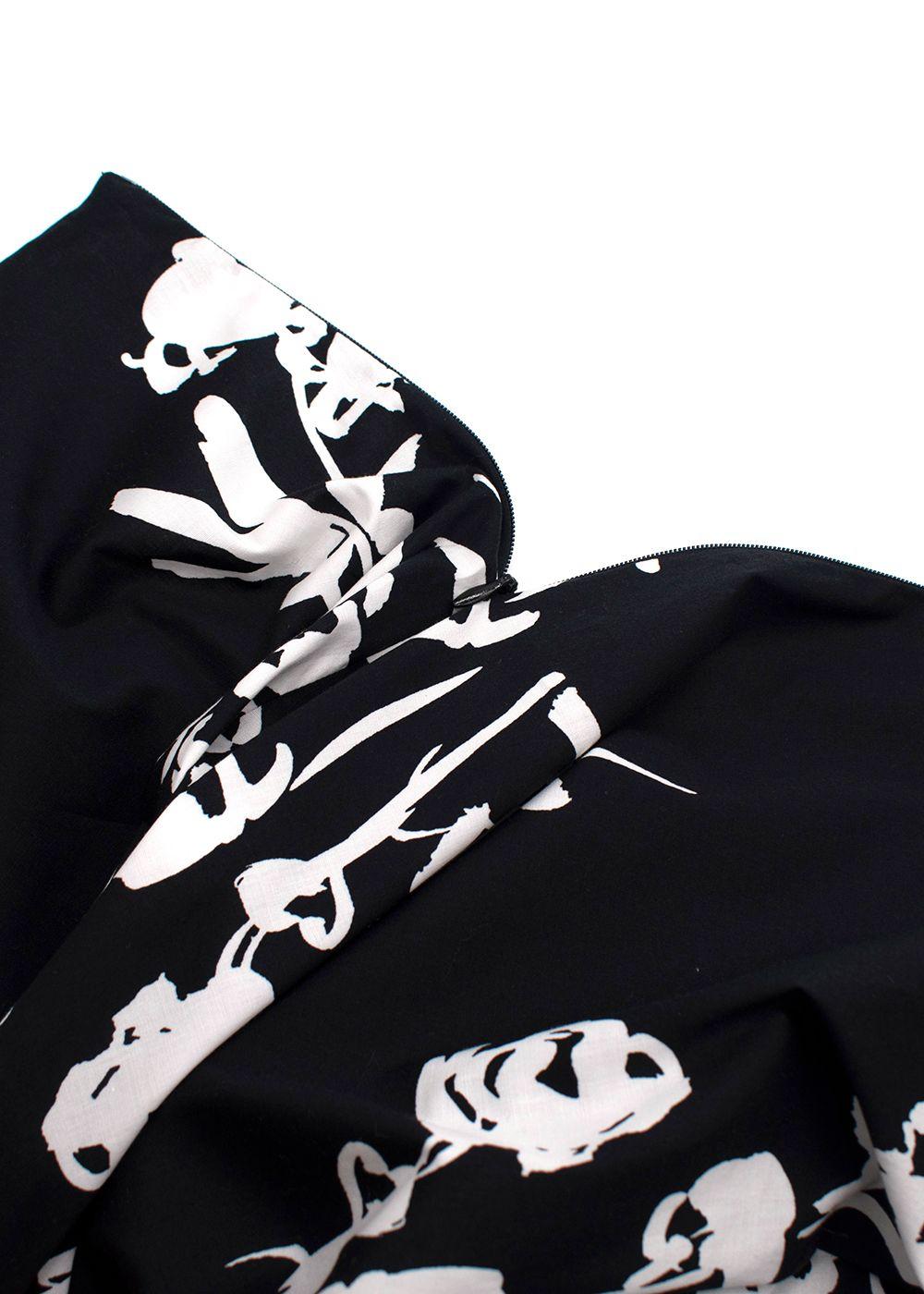 Marella Black and White Floral Cotton Skirt