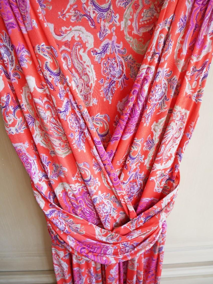 Etro Paisley Print Sleeveless Draped Dress