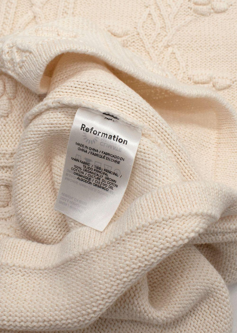Reformation Cream Cento Cable-Knit Organic cotton Mini Dress