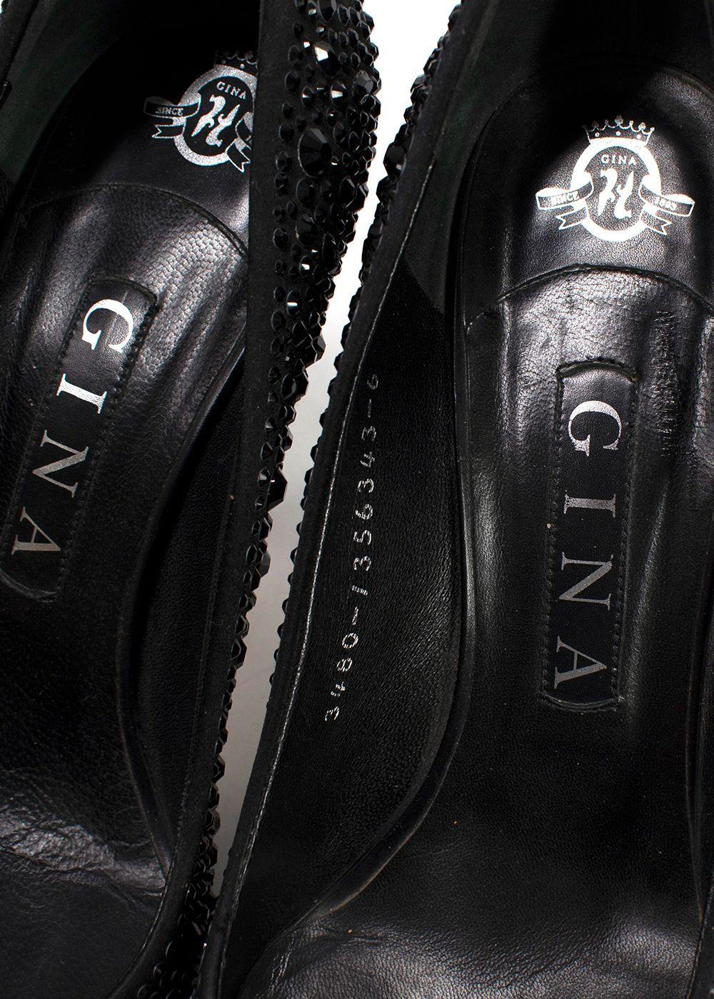 Gina Black Swarovski Crystal Embellished Pumps