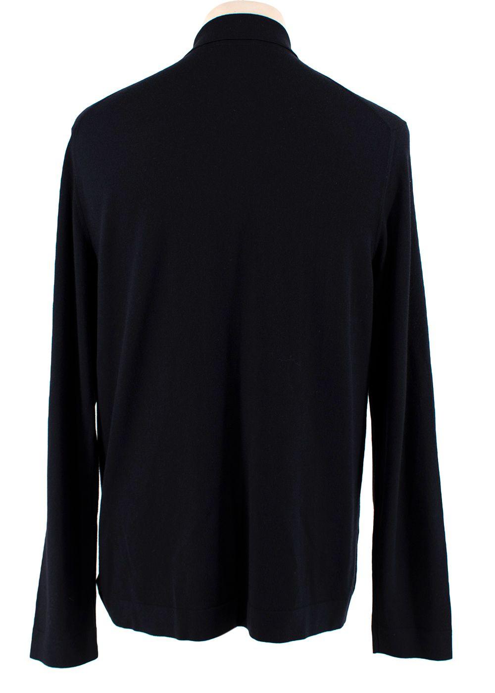 navy wool long sleeved cardigan