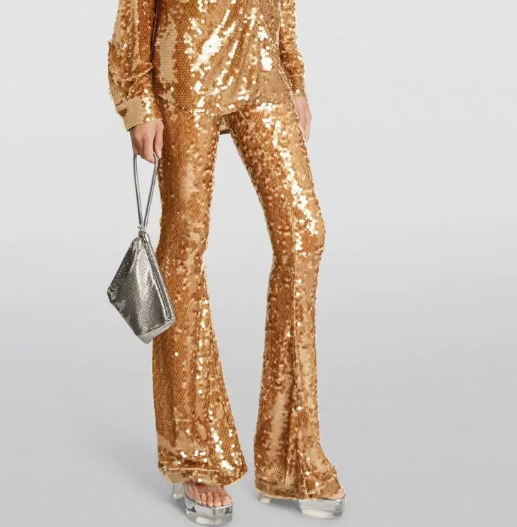 The New Arrivals Ilkyaz Ozel Sequin Colette Flare Trousers