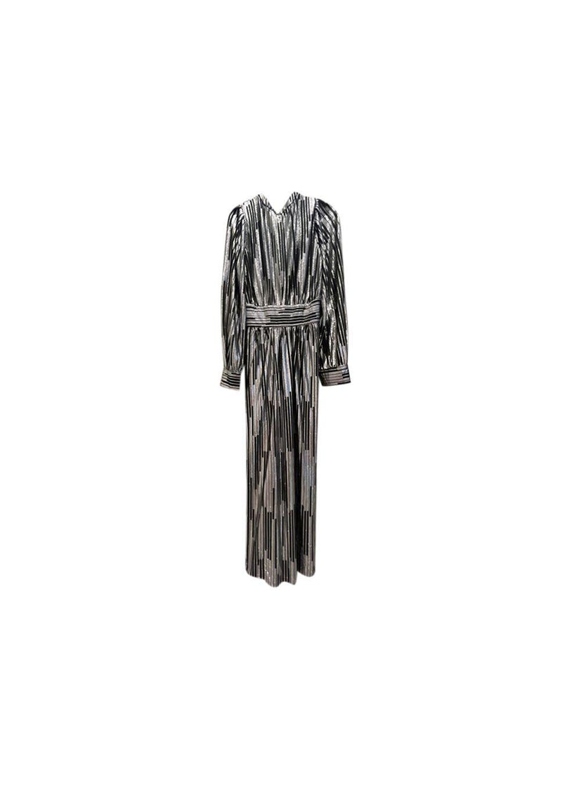 black & silver wrap front dress