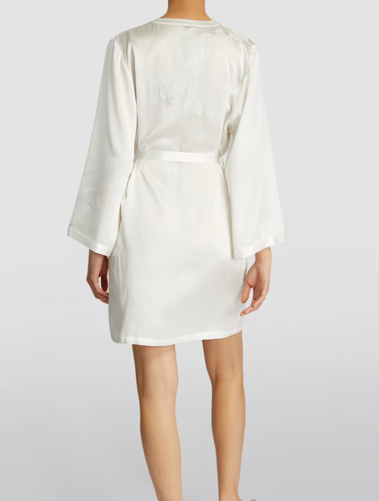 Marjolaine Silk Lace-Trim Robe