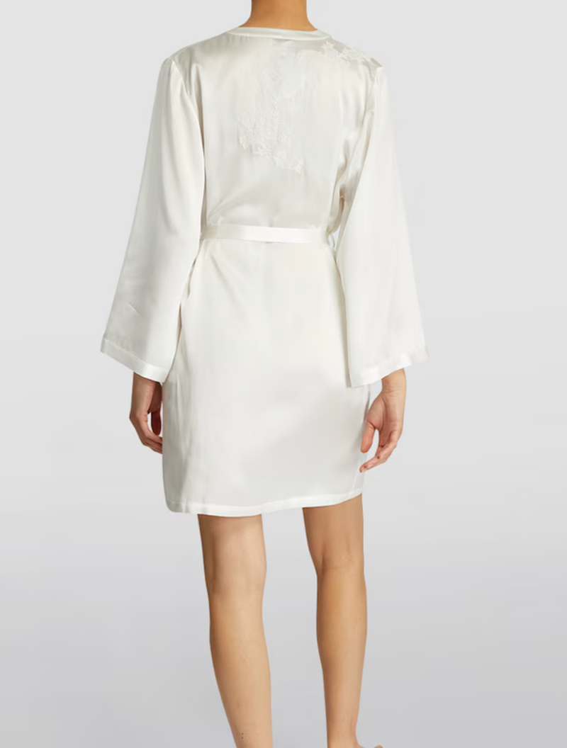 Marjolaine Silk Lace-Trim Robe
