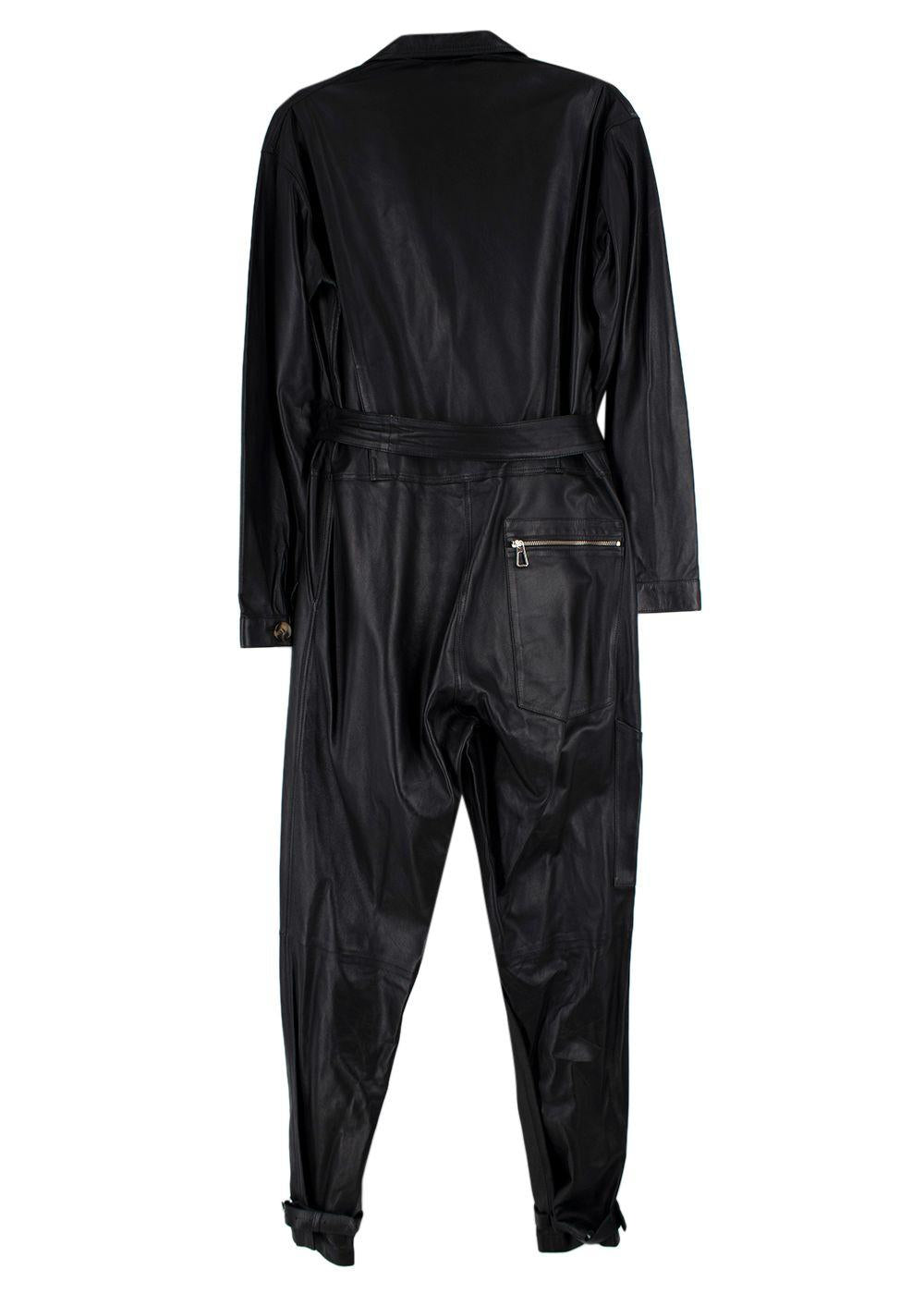 Dodo Bar Or Black Leather Barbara Belted Jumpsuit